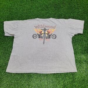 Vintage Y2K Bike Week Flaming Skull Shirt 3XL 28x27 Wildwood